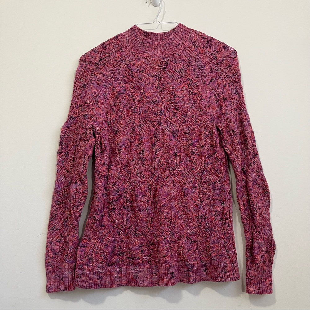 J. Jill Wearever Sweater Women Marled Open Knit Pullover Multicolor Size S Boho